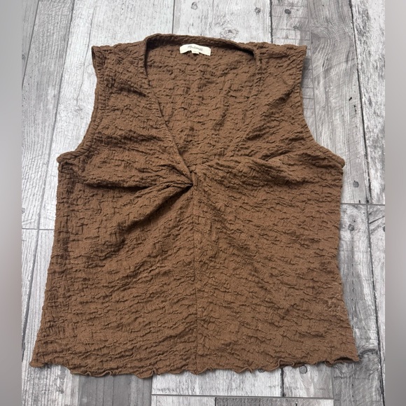 Madewell Tops - Madewell Brown Textured Dressy Tank Top Large Fitted Sleeveless